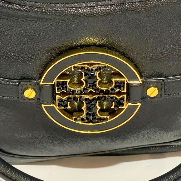 Tory Burch Large Amanda Shoulder Crossbody Handbag Black Leather Gold Hardware - Picture 4 of 16